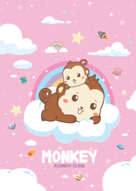 ลิงน้อย เมฆสายรุ้ง สีชมพู