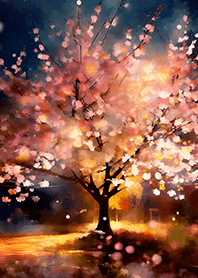 Beautiful night cherry blossoms#1855