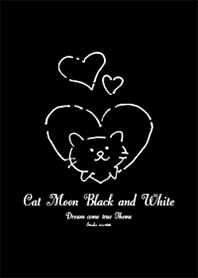 Cat moon black and white Heart