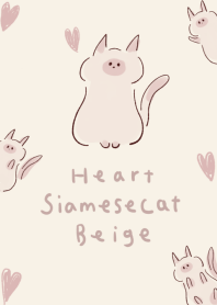 Simple Siamese Cat Heart Beige