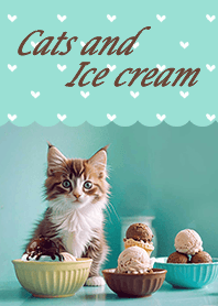 夏☆ねことアイスクリーム♡ミントグリーン