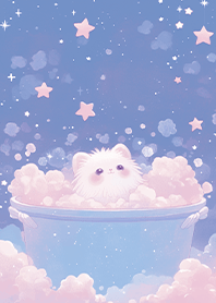 星空の下で泡風呂を楽しむ可愛い猫❤️8-3