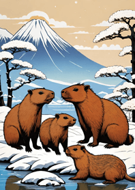 浮世絵 - 水豚 fA1356