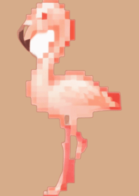 ธีม Flamingo Pixel Art สีเบจ 02