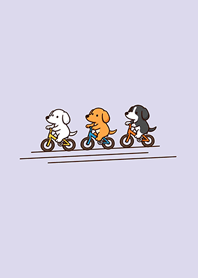 A puppy riding a bicycle-light purple
