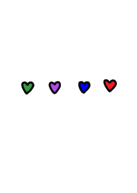 Four different colors of hearts.