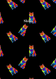 colorful shiba on black JP