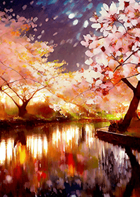 Beautiful night cherry blossoms#375