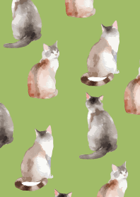 calm cats3 on moss green