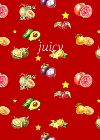 juicy fruits on red & beige