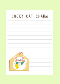LUCKY CAT CHARM NOTEBOOK-YELLOW GREEN