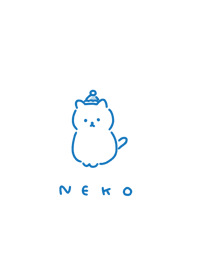 cat santa /white blue.