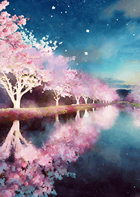 Beautiful night cherry blossoms#1038