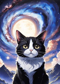 Night Moon Star Cat E84197