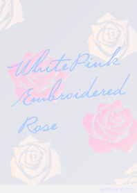 ホワイト ピンク 刺繍 バラ