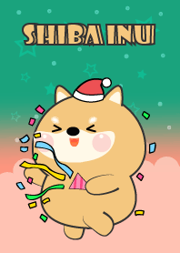 Happy Shiba Inu  in Christmas Theme