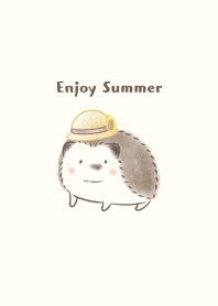 Hedgehog and Straw hat -brown-