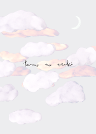 Watercolor theme. Clouds and moon