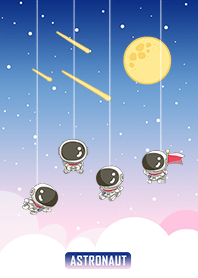 太空人/宇宙/月亮/藍色粉紅色