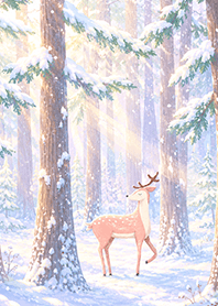 Winter Forest and Deer 2 J
