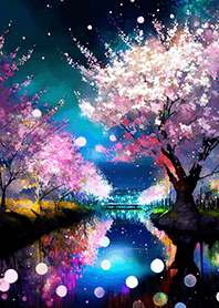 Beautiful night cherry blossoms#848