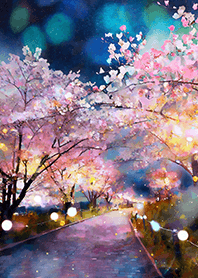 Beautiful night cherry blossoms#1611