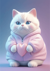 Little cat with a pink heart shirt