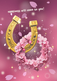Lucky horseshoe and cherry blossom