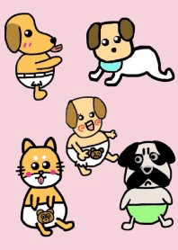 バブー犬達 ピンクベージュ