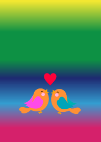 happy birds in rainbow