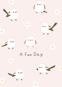 pink Happy Shimaenaga and Flowers 03_2