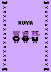 Teddy bear -Black & Purple-