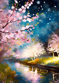 Beautiful night cherry blossoms#1589
