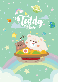 Teddy Bears Rainbow Galaxy Green