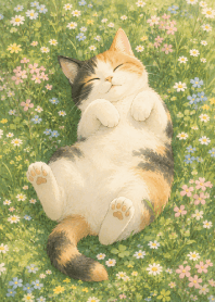 Sunshine, Flowers & Chubby Cat