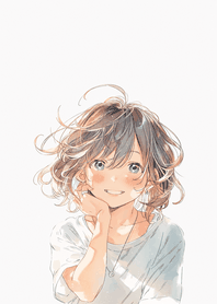 Purple Breezy Hair Gentle Smile