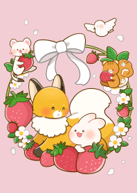 きつねさんとうさぎさん（イチゴのお庭）