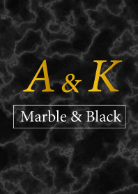 A&K イニシャル 大理石モノトーン黒