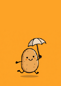 Running Potato with Umbrella
