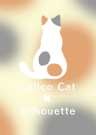 Calico cat silhouette (white and Yellow)