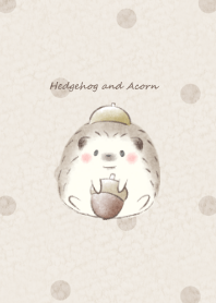 Hedgehog and Acorn -brown- dot