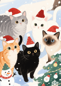 Kawaii Cat Gang In Christmas Day