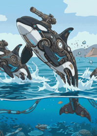 stampAI-killer whale and girl-HT41ZH