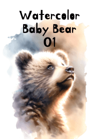 หมีน้อยน่ารักในภาพน้ำหมึก 01