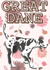 GREAT DANE AND FLOWERS