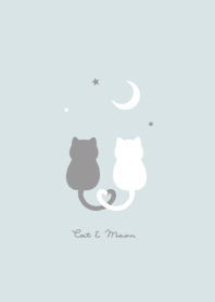 ネコと月。ライトブルー