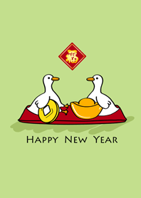 發呆鴨的新年假期-淺綠色