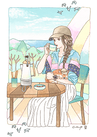 Cap girl and Shiba inu 2.