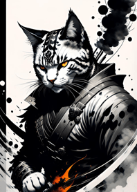 Ink wash cat samurai c79064