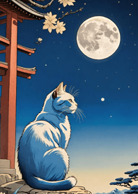 Cat under the Moon 74C116